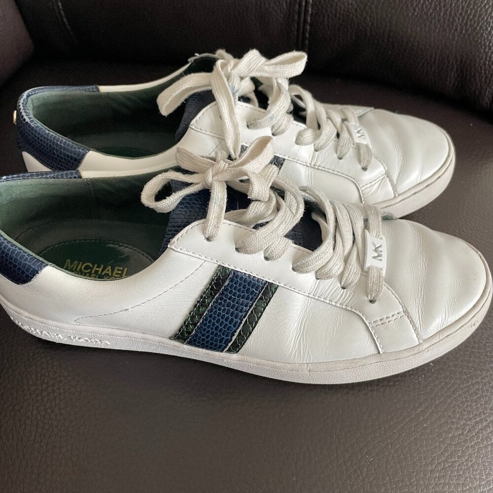 Michael Kors Irving Stripe Lace Up Sneakers White Multi Size 9